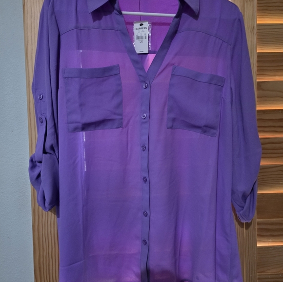 Express Vibrant Purple Shirt - Picture 3 of 4